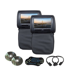 Load image into Gallery viewer, 2PCS 9 Inch Car Headrest Monitor MP5 DVD Video Player Digital TFT LCD Screen with USB/SD/IR/FM/Speaker/Game Remote Control