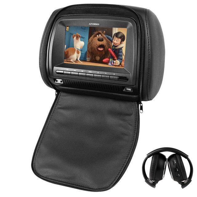 2PCS 7 Inch 800*480 Car Headrest Monitor TFT LCD Capacitance Screen MP5 DVD Video Player Support IR/FM/USB/SD/Speaker/ Game