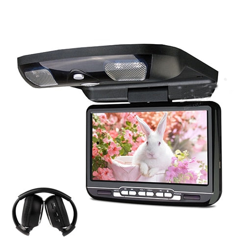 9 inch Car Roof Mount Flip Down Monitor LED Digital Screen MP5 DVD Player IR/FM/USB/SD/MP5 Support 32 Bits Game