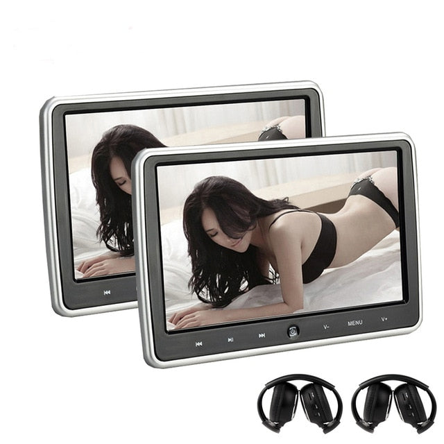 2PCS 10.1 Inch Car Headrest Monitor HD Digital LCD Screen DVD Audio Video Player with USB/SD/HDMI/IR/FM Transmitter/Game