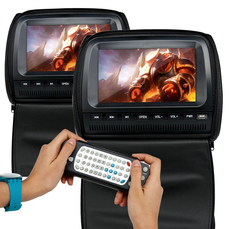 2 PCS 9 Inch 800*480 TFT LCD Capacitance Screen Car Headrest Monitor DVD Video Player Support IR/FM/USB/SD/Speaker/Wire Game