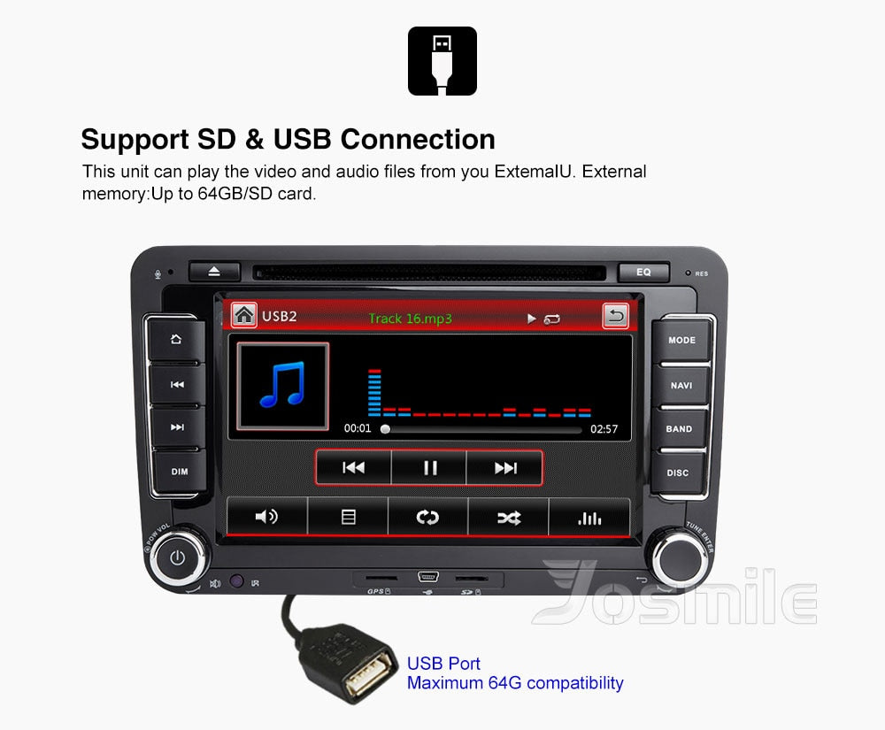 Josmile 2 Din Car DVD Player For VW Volkswagen